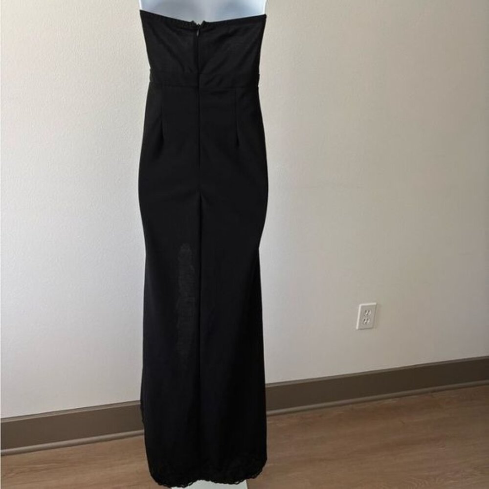 Strapless Gown Medium Lace Slit Flare Old Hollywood Glam Gothic Dark Feminine - Picture 11 of 12